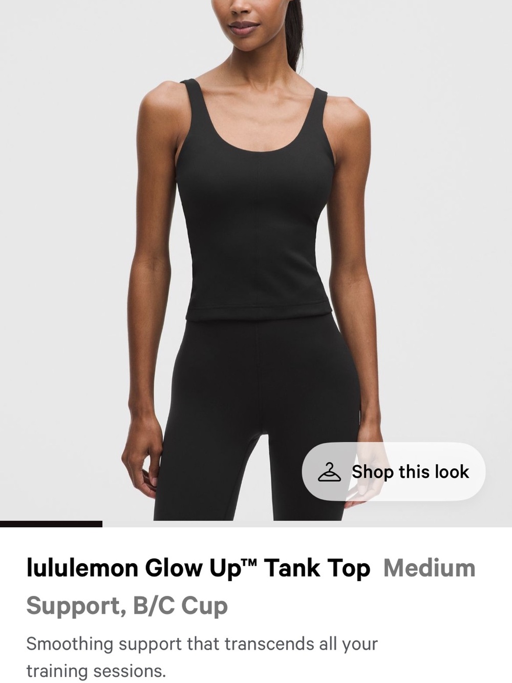 lululemon athletica Black Scoop Neck Tank Top